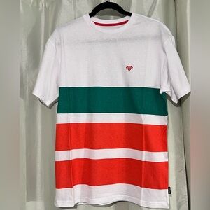 Diamond Supply Co. short sleeve t shirt top stripe men’s white size small cotton